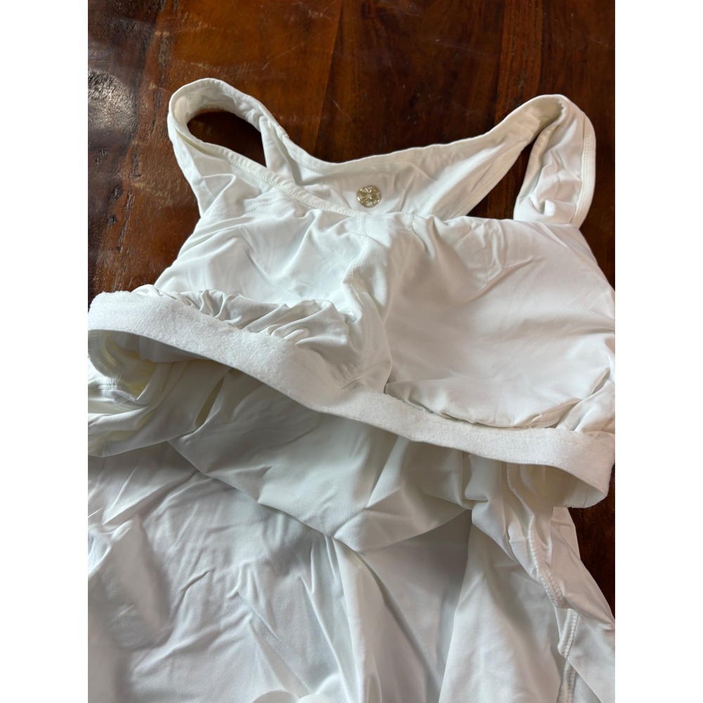Lilly Pulitzer Luxletic White Scalloped Racerback Tank Top Built-in Bra Small - Picture 6 of 8